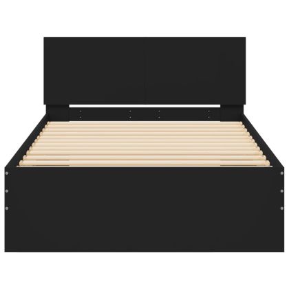 Рамка за легло с табла, черна, 100x200 см, инженерно дърво