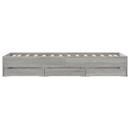 Рамка за легло с чекмеджета, сив сонома, 100x200 см