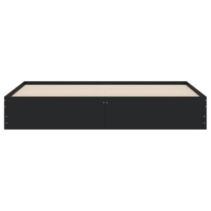 Рамка за легло с чекмеджета, черна, 200x200 см, инженерно дърво