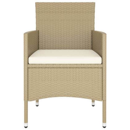 Градински комплект, 5 части, полиратан и закалено стъкло, бежов