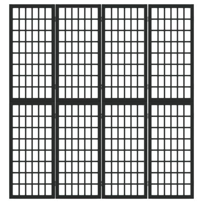 Параван за стая, 4 панела, японски стил, 160х170 cм, черен
