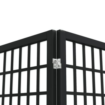 Параван за стая, 4 панела, японски стил, 160х170 cм, черен