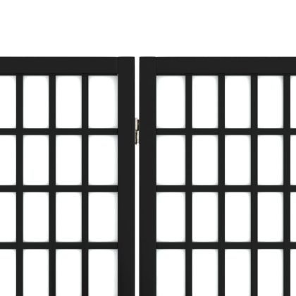 Параван за стая, 4 панела, японски стил, 160х170 cм, черен