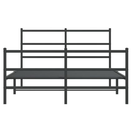Метална рамка за легло с горна и долна табла, черна, 135x190 см