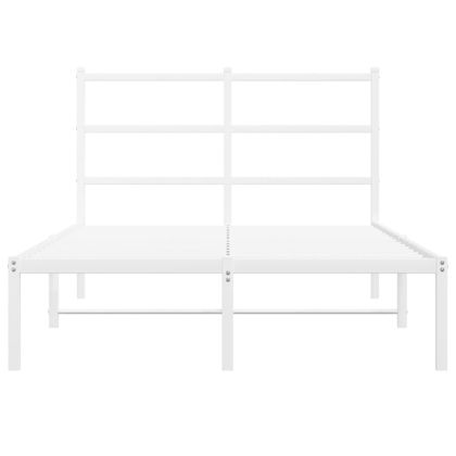 Метална рамка за легло с горна табла, бяла, 120x200 см
