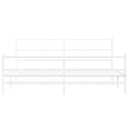 Метална рамка за легло с горна и долна табла, бяла, 193x203 см