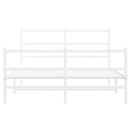 Метална рамка за легло с горна и долна табла, бяла, 140x200 см