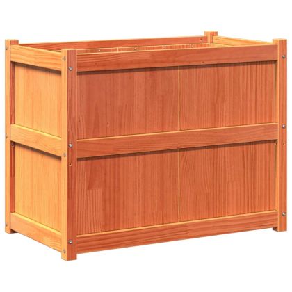 Градински сандък, восъчнокафяв, 90x50x70 см, борово дърво масив