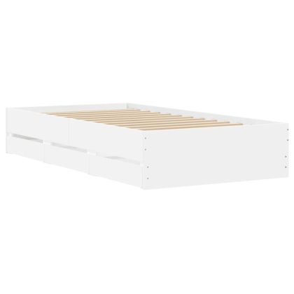 Рамка за легло, с чекмеджета, без матрак, бяла, 100x200 см