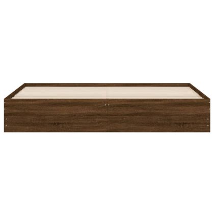 Рамка за легло с чекмеджета, кафяв дъб, 200x200 см