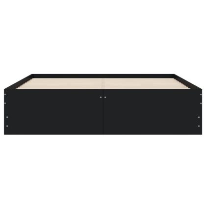 Рамка за легло с чекмеджета, черна, 120x190 см, инженерно дърво