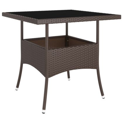 Градински трапезен комплект от 5 части, кафяв, полиратан