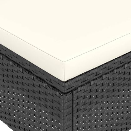 Комплект градински стол и табуретка, 4 части, полиратан, черен