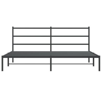 Метална рамка за легло с горна табла, черна, 193x203 см
