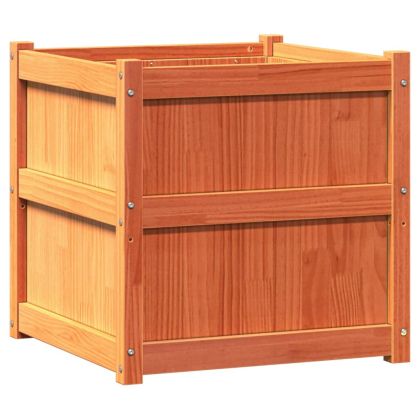 Градински сандък, восъчнокафяв, 60x60x60 см, борово дърво масив