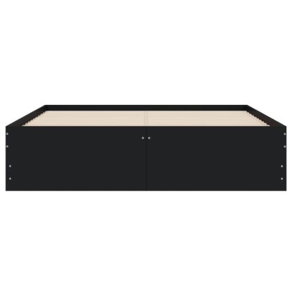 Рамка за легло с чекмеджета, черна, 120x200 см, инженерно дърво