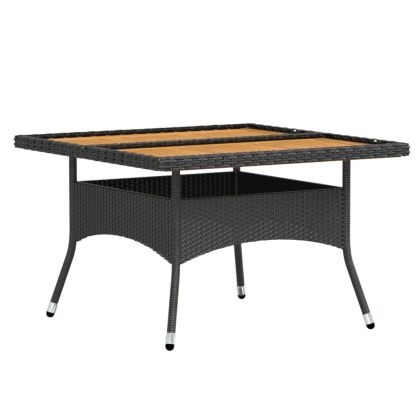 Градински комплект, 5 части, полиратан и акация, черен