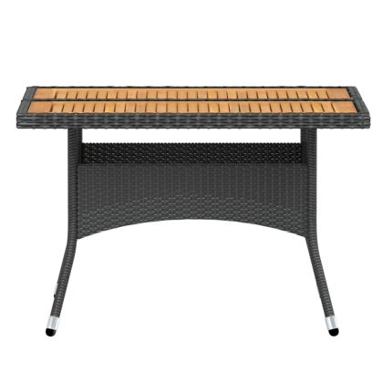 Градински комплект, 5 части, полиратан и акация, черен