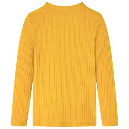 Детска тениска с дълъг ръкав, рипсено трико, тъмна охра, 116