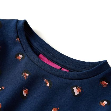 Детска рокля с дълъг ръкав, нейви синя, 140