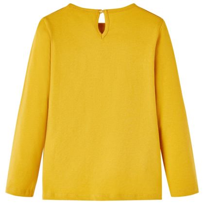 Детска тениска с дълъг ръкав, охра, 140