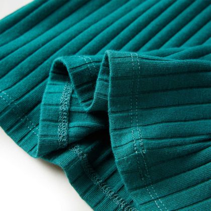 Детска тениска с дълъг ръкав, рипсено трико, тъмнозелена, 140