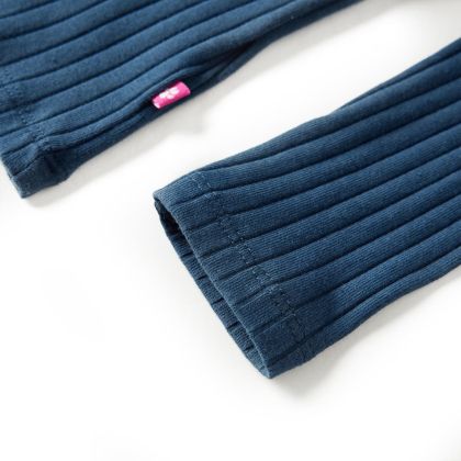 Детска тениска с дълъг ръкав, рипсено трико, тъмносиня, 104