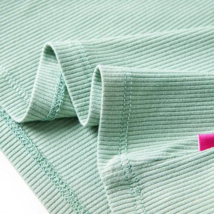 Детска тениска с дълги ръкави, ниска яка, тъмна мента, 140