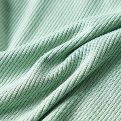 Детска тениска с дълги ръкави, ниска яка, тъмна мента, 116