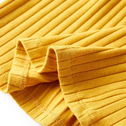 Детска тениска с дълъг ръкав, рипсено трико, тъмна охра, 104