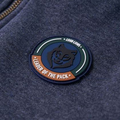 Детски суитшърт с качулка и цип, тъмносин меланж, 128