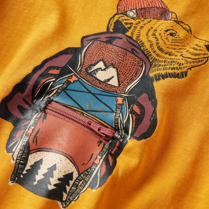 Детска тениска с дълъг ръкав, охра, 140