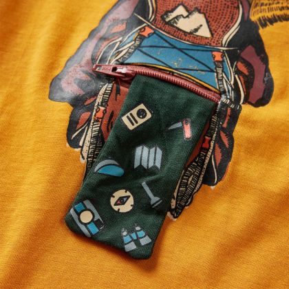 Детска тениска с дълъг ръкав, охра, 140