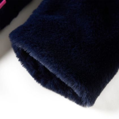 Детско палто от изкуствен косъм, тъмносиньо, 140