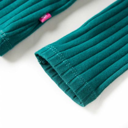 Детска тениска с дълъг ръкав, рипсено трико, тъмнозелена, 104