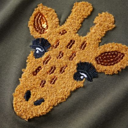 Детска тениска с дълъг ръкав, каки, 116