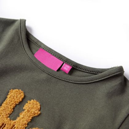 Детска тениска с дълъг ръкав, каки, 128