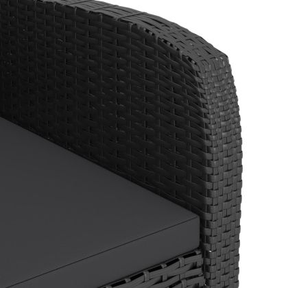 Градински комплект с възглавници, 11 части, полиратан, черен