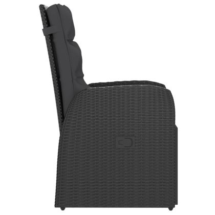 Градински комплект с възглавници, 11 части, полиратан, черен