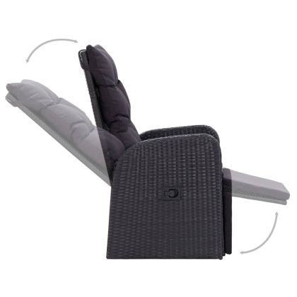 Градински трапезен комплект, 3 части, черен