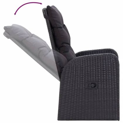 Градински трапезен комплект с възглавници 7 части черен