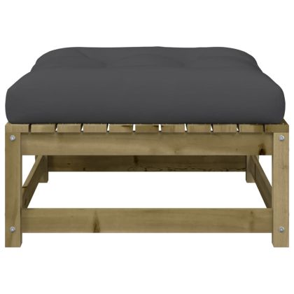 Градински табуретки с възглавници, 2 бр, импрегниран бор