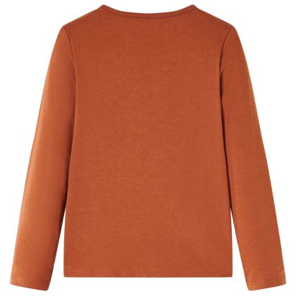 Детска тениска с дълъг ръкав, коняк, 104