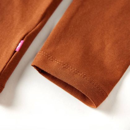 Детска тениска с дълъг ръкав, коняк, 128