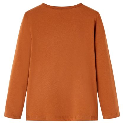 Детска тениска с дълъг ръкав, коняк, 116