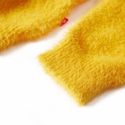 Детски плетен пуловер, тъмна охра, 116