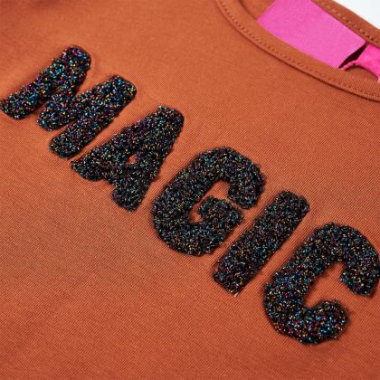 Детска тениска с дълъг ръкав, коняк, 104