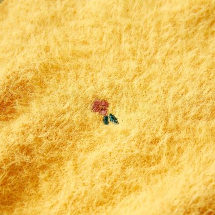 Детски плетен пуловер, охра, 128