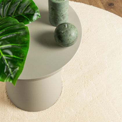 Килим HUARTE с къс косъм, мек и миещ се, кремав, Ø 100 см