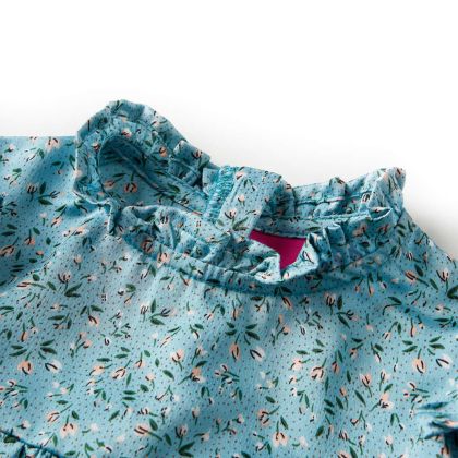 Детска рокля с дълъг ръкав, синя, 116